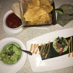 Gluten-free tuna tartare and chips with guac from Red O